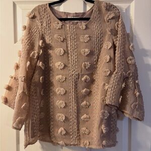 Elegant Beige Blouse with Textured Details